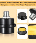 Air Compressor Silencer With Built In Filter And Intake Filter Replacement, one half inch PT twenty millimeter thread kit