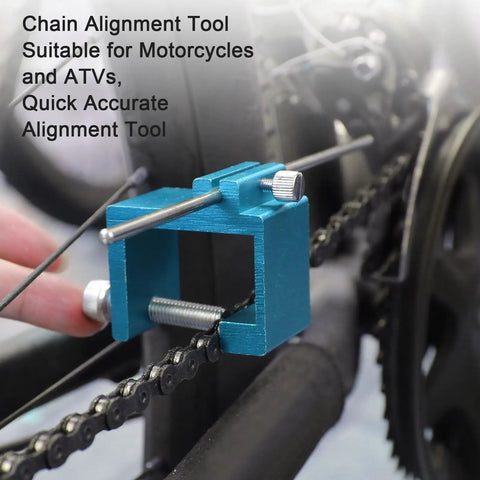 Beefy Pro Grade Chain Breaker And Alignment Tool Kit for Motorcycle ATV with blue CNC aluminum aligning tool on bike chain