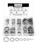 320Pcs Lock Washers Set With Internal Tooth Star Washers In 304 Stainless Steel 8 Sizes M2.5 M3 M4 M5 M6 M8 M10 M12 displayed in box