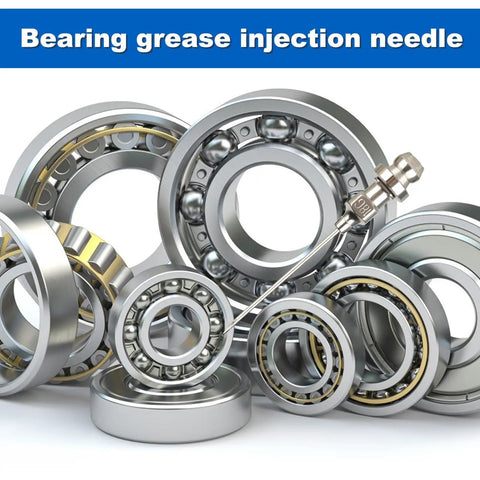Grease Gun Needle Tip Kit With Four 18G Needle Nozzles, Two Needle Dispensers And One Rubber Joint Nozzle For Heavy Duty Lubrication image showing needle and bearings.
