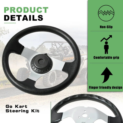 All In One Go Kart Steering Kit With Rugged Rack And Pinion Setup 300mm steering wheel with comfortable non-slip grip
