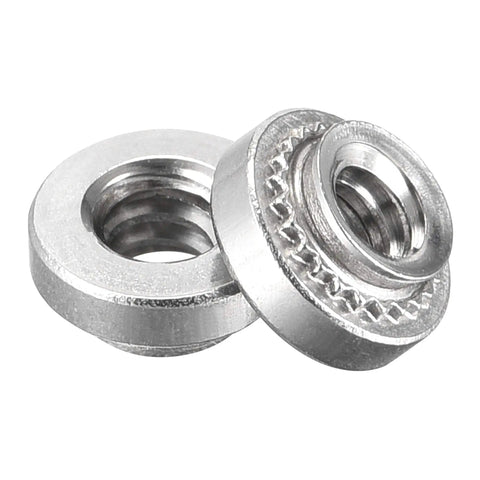 Badass Stainless Steel Self Clinching Rivet Nuts Size Six Thread Round Head Sheet Metal Fasteners close-up view