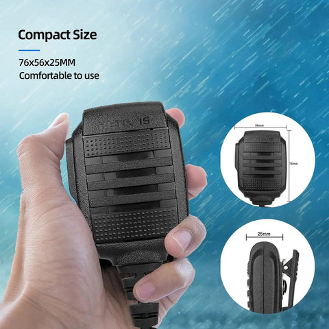 Hand holding Walkie Talkie Shoulder Speaker Mic With IP54 Waterproof 2 Pin K Plug Rugged Design Compatible With RT22 RT68 image