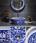 Top Shelf Vintage Round Ceramic Vessel Sink For Bathroom Vanity Above Counter Durable Porcelain Wash Basin With High Gloss Premium Glaze