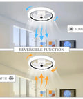 Low Profile 20 Inch LED Ceiling Fan With Light, smart dimmable flush mount indoor fan showing reversible function for summer and winter.