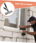 Duckbill Pliers Straight Jaw Sheet Metal Bender Tool used for bending and seaming metal in tight spaces with a non-slip handle shown in use.