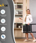 Woman holding Lightweight Folding Step Stool With Wide Anti Slip Pedals Aluminum 2 Step Ladder For Home Office Kitchen Use Easy Fold Portable Durable 330lb Capacity Black Everyday.
