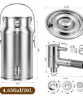 Beast Mode 20L Stainless Steel Beverage Dispenser With Faucet Thickened Body And Durable Handle Sealing Ring And Manual