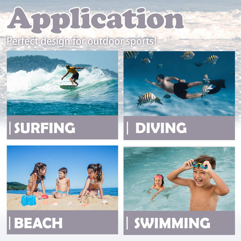 Image showing applications of sand free wetsuit changing mat and lightweight beach bag for surfing, diving, beach, and swimming.