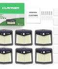 Outdoor Solar Motion Sensor Lights Six Pack With 128 LED, 270 Degree Wide Angle, IP65 Waterproof Security Lighting packaging