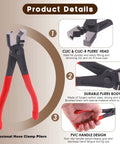 Image of professional hose clamp pliers with red handles, featuring durable carbon steel body and PVC handle design.