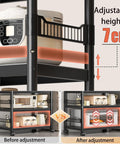 Adjustable height of Super Badass Heavy Duty Carbon Steel Shelving Unit With Kickass Four Tier Layout For Garage And Kitchen Organization.