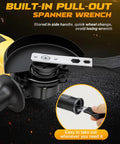 Built-in pull-out spanner wrench on Heavy Duty Cordless Angle Grinder 4.5 Inch With Slick Brushless Motor for quick wheel changes.