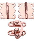 Rose Gold Hasp Lock Set Three Pcs For Jewelry Boxes And Chests Wooden Box Buckle Latch Hinges