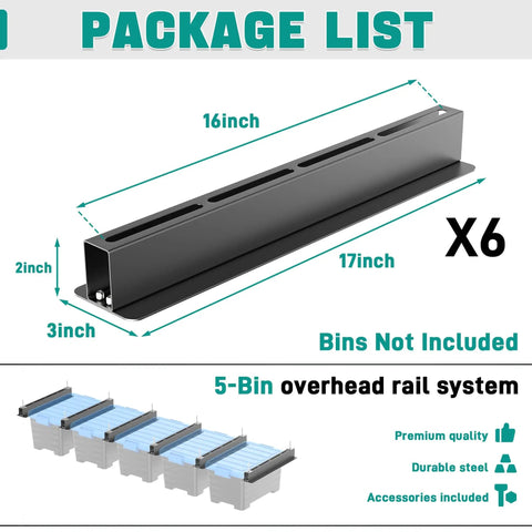 Must Have Heavy Duty Ceiling Storage Rack For Garage, Overhead Bin System With Adjustable Height, 176 Lb Capacity, 16 Inch Length