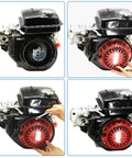 Recoil Pull Starter For Predator 196cc 212cc 6.5hp installed on mini bike go-kart engine, showing front and side views with starter detail.