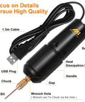 Pro Grade Electric Resin Drill Set Pin Vise Mini Hand Drill Kit with USB cable and switch visible for resin crafts DIY jewelry making keychains.