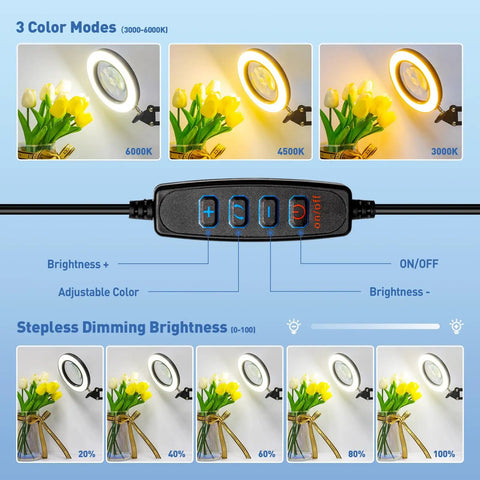 How to use features of 10X Real Glass Magnifier With LED Light And Clamp Desk Lamp 1800 Lumens Stepless Dimming 3 Color Modes 4.2 Inch Lens For Crafts Soldering Fly Tying And Close Work Pro Grade Magnifier Light And Stand with remote control