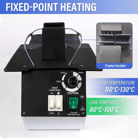 Frame Warmer For Eyeglasses 1500W High Power Glasses Heater With 110V Hot And Cold Switch Adjustable Temperature 80 To 130 Degrees