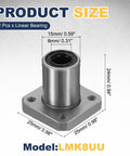 Two Pack LMK8UU 8mm Bore Linear Ball Bearings With Square Flange And Double Sided Rubber Seal For CNC Machines And 3D Printers ABEC3 Precision, Smooth Motion, Easy Mounting, Built To Last, Heavy Load Capacity. 8mm bore, 15mm OD, 24mm long flange bearing