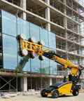 Professional Glass Vacuum Lifter with Rock Solid Suction handling large glass panels on a construction site.