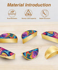 2 Pack Psychedelic Rainbow Fluid Art Cabinet Handles with 3 Inch Center Hole Semicircle Drawer Pulls, Gold Solid Zinc Alloy Hardware