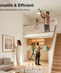 Self Leveling 4x360 Green Cross Line Laser Level With Tripod Mount For Real Deal Room Layout, Dual 360 Degree Horizontal And Vertical Lines, Quick Alignment For Walls Floors Ceilings And DIY Projects used in a home interior