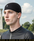Three Pack Skull Caps For Men And Women, Stay Cool With Cooling Sweat Wicking Head Wraps For Welding And Cycling in use outdoors