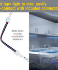Hardwire 24V RGB Plus White LED Strip Light Kit Multicolor 16 Ft installed in modern kitchen with included connectors