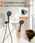 FAROLAN Shower Faucet Set, Wall Mounted Rain Shower System with 12"&6" Heads, showcasing two adjustable showerhead holders.