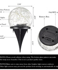 Diagram of 3.9 Inch Solar Globe Lights Outdoor Six Pack Waterproof Cracked Glass Balls with LED and battery compartment.