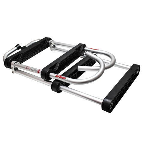 Folding 4-Step Pontoon Ladder With Quick Connect Mounting Cups Extends 37 Inches From Deck And Folds To 29 Inches By 15.5 Inches By 3.5 Inches 300 Lb Capacity Lightweight And Durable Includes All Hardware, folded aluminum ladder