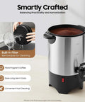 5.2L Heavy Duty Large Capacity Commercial Coffee Urn With Quick Brew For Offices, Catering And Churches, 30-Cup Percolator, Double Wall Stainless Steel