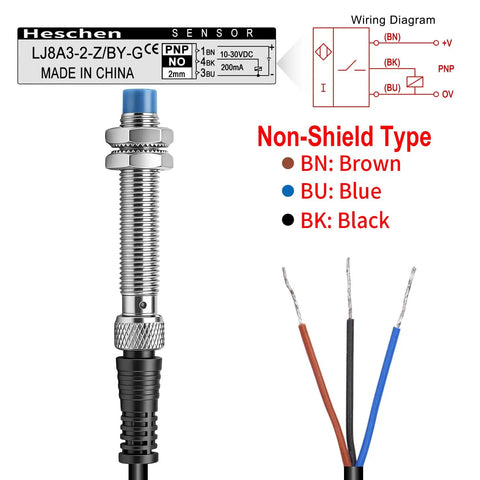 Inductive Proximity Sensor Switch M8 2Mm Detect Distance 10-30V DC 200mA PNP Normally Open 3-Wire 8Mm Mount Iron Detection
