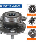Set Of 2 Front Wheel Hub Bearing Assemblies With ABS Encoder Direct Fit For Lexus HS250h, Scion tC, Corolla iM, all views