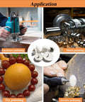 Six Piece Drill Buffing Wheel Kit with multi spec aluminum polishing wheels for metal, furniture, toy, and jewelry polishing.