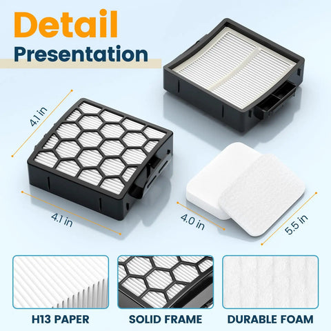 Replacement Vacuum Filter Kit For Shark Navigator Upright ZU60 ZU62 ZU62C NV251 NV255 Includes Two Filter Packs foam and felt