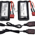Two Pack 7.4V 1500mAh 15C Li-ion RC Battery With T Plug Connector And USB Cable For 9155 And 9156 1:12 Scale High Speed RC Truck
