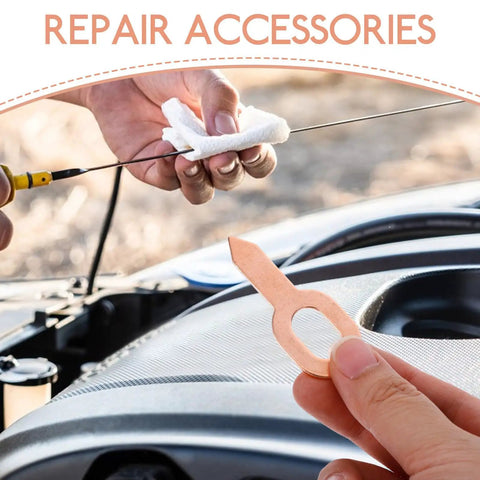 Person using 50 Piece Dent Puller Rings And Washers Automotive Repair Kit For Sheet Metal Repairs And DIY Ready Use tool