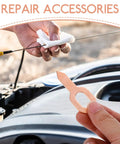 Close-up of Pro Grade Dent Puller Rings Kit For Auto Body Repair multifunctional tool near car engine