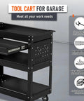 Beefed Up Heavy Duty 3 Tier Rolling Tool Cart On Wheels With Drawers 400 Lbs Capacity Steel Service Cart for garage