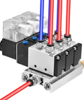 All-In-One Electrical Pneumatic Triple Solenoid Valve 4V210-08 DC24V with manifold and quick fittings for industrial automation