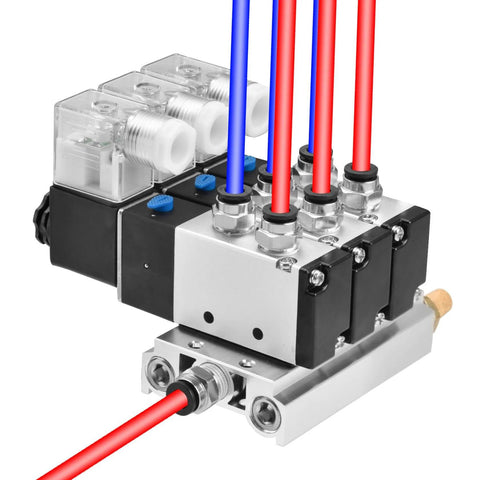 All-In-One Electrical Pneumatic Triple Solenoid Valve 4V210-08 DC24V with manifold and quick fittings for industrial automation