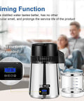 1 Gallon Water Distiller Timeable With 304 Stainless Steel Filter And CNC Timing LCD Display, shown on a countertop