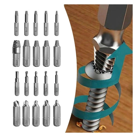 Ultimate Damaged Screw Extractor Drill Bit Set With 10 Piece Stripped Bolt Removal Kit For Rusted Hex Screws And Overpainted Hardware That Will Save Your Skin Today And Fix Any Mess, 10-piece steel extractor set