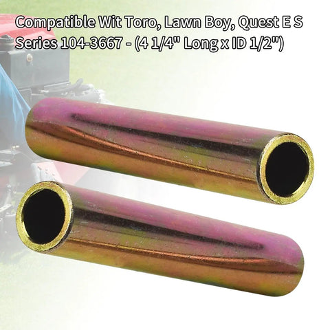 Two Pack 104-3667 Spanner Bushing For Toro Lawn Boy Quest E S Series 304 Stainless Steel, 4 1/4 Inch Long, 1/2 Inch ID, Rustproof, Heavy Duty Axle Replacement Part For Lawn Equipment on two bushings