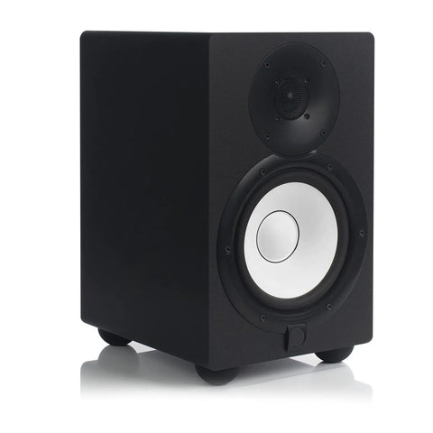 Black speaker on 1.8 Inch Isolation Feet For 6 To 8 Inch Speakers, 8 Pack with Adhesive Hemisphere Bumpers, Silicone Vibration Damping Pads