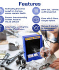 Portable Soldering Fume Extractor Anti ESD Smoke Absorber With Activated Carbon Filter in use at electronic workbench