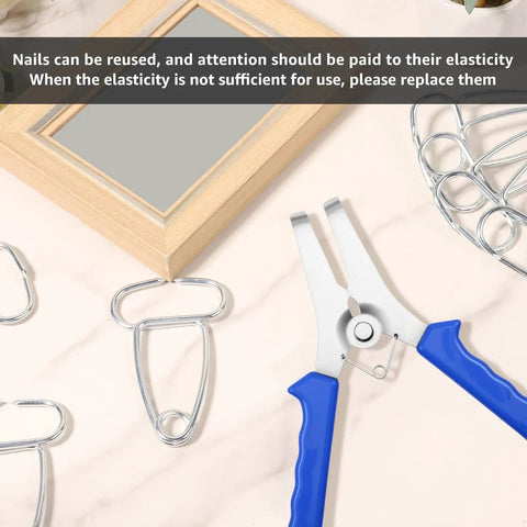 Cool 23 Piece Miter Spring Clamp Kit With Stainless Steel Plaid Pliers And Organizer Ring For Woodworking Frames And Trim Moldings, blue-handled pliers and clamps