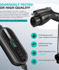 Level 2 EV Charger With WiFi App For Real Time Monitoring 32A 25Ft Cable ETL Certified 220 240V NEMA 14 50P Portable EVSE